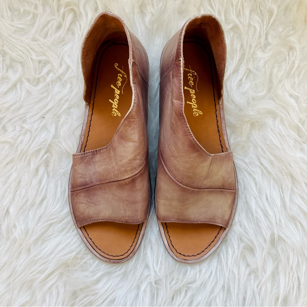 Free People Mont Blanc Open Toe Flat Sandal Neutral Leather Size 38